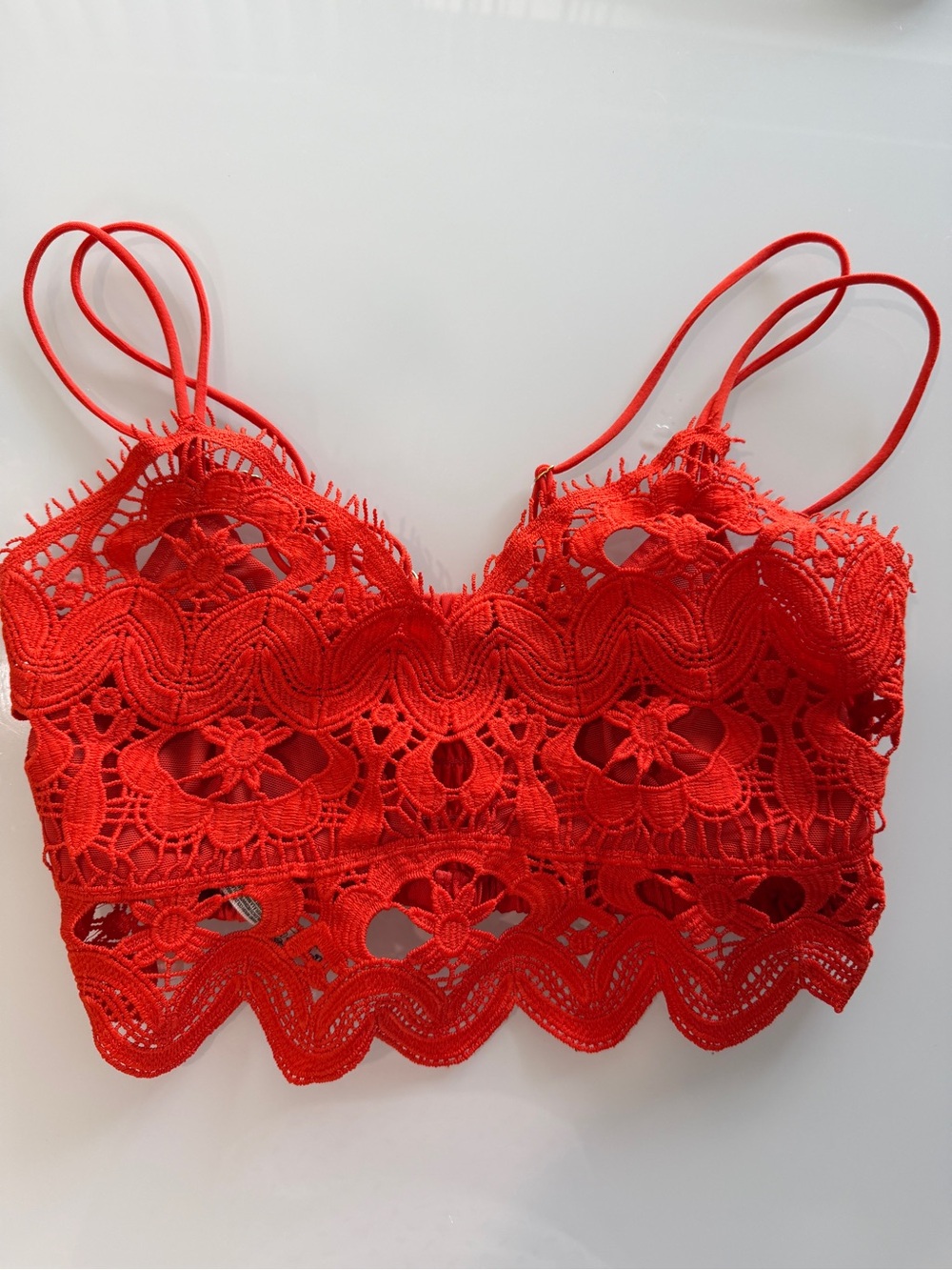 Anthropologie Red Lace Crop Top/Bralette